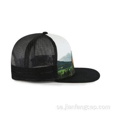 sublimering snapback hatt PU-lapp med präglad logotyp